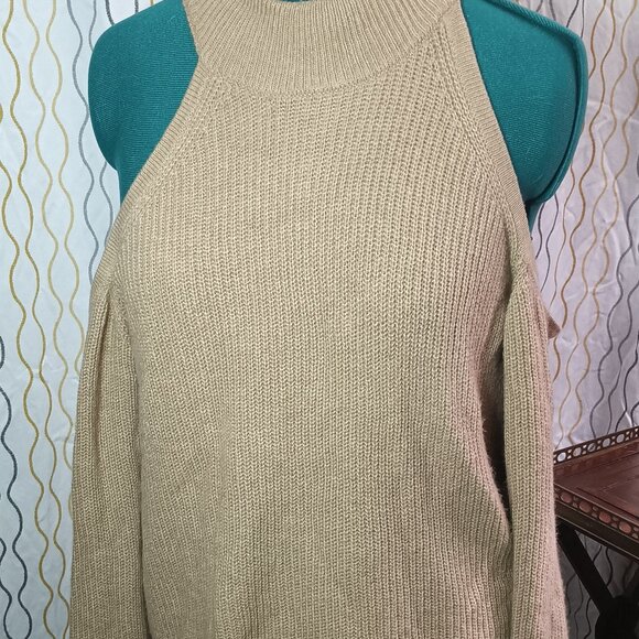 1 State Revolve Cold Shoulder Beige Sweater XL - Picture 5 of 7